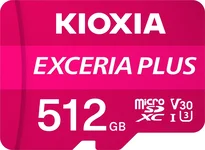 KIOXIA EXCERIA PLUS R100/W85 microSDXC 512GB Kit, UHS-I U3, A1, Class 10