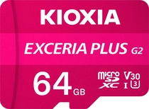 KIOXIA EXCERIA PLUS G2 R100/W65 microSDXC 64GB Kit, UHS-I U3, A1, Class 10