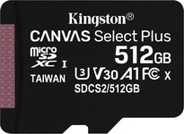 Kingston Canvas Select Plus R100/W85 microSDXC 512GB, UHS-I U3, A1, Class 10