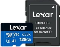 Lexar High-Performance 633x R100/W45 microSDXC 128GB Kit, UHS-I U3, A1, Class 10