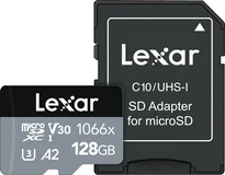 Lexar Professional 1066x Silver Series R160/W70 microSDXC 128GB Kit, UHS-I U3, A2, Class 10