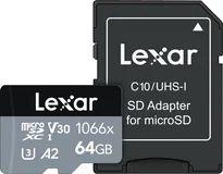 Lexar Professional 1066x Silver Series R160/W70 microSDXC 64GB Kit, UHS-I U3, A2, Class 10