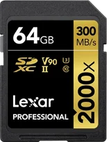 Lexar Professional 2000x Gold Series R300/W260 SDXC 64GB, UHS-II U3, Class 10