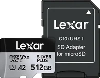 Lexar Professional SILVER PLUS R205/W150 microSDXC 512GB Kit, UHS-I U3, A2, Class 10