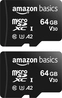 AmazonBasics Normal Speed R100/W60 microSDXC 64GB Kit, UHS-I U3, A2, Class 10, 2er-Pack