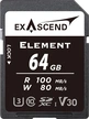 Exascend Element R100/W80 SDXC 64GB, UHS-I U3, Class 10