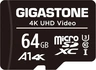 Gigastone 4K UHD Video R90/W20 microSDXC 64GB Kit, UHS-I U3, A1, Class 10