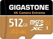 Gigastone 4k Camera Extreme R100/W60 microSDXC 512GB Kit, UHS-I U3, A2, Class 10