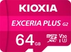 KIOXIA EXCERIA PLUS G2 R100/W65 microSDXC 64GB Kit, UHS-I U3, A1, Class 10