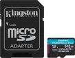 Kingston Canvas Go! Plus Gen4 R200/W160 microSDXC 512GB Kit, UHS-I U3, A2, Class 10