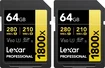 Lexar Professional 1800x Gold Series R280/W210 SDXC 64GB, UHS-II U3, Class 10, 2er-Pack