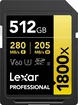 Lexar Professional 1800x Gold Series R280/W205 SDXC 512GB, UHS-II U3, Class 10