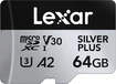 Lexar Professional SILVER PLUS R205/W100 microSDXC 64GB Kit, UHS-I U3, A2, Class 10