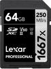 Lexar Professional 1667x Silver Series R250/W120 SDXC 64GB, UHS-II U3, Class 10, 2er-Pack