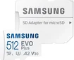 Samsung EVO Plus 2021 R130 microSDXC 512GB Kit, UHS-I U3, A2, Class 10