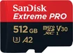 SanDisk Extreme PRO R170/W90 microSDXC 512GB Kit, UHS-I U3, A2, Class 10