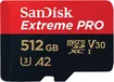 SanDisk Extreme PRO R200/W140 microSDXC 512GB Kit, UHS-I U3, A2, Class 10