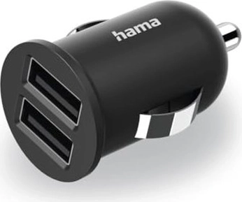 Hama 2-way-USB charger f. cigarette lighter charging adapter f. car 2,4A / 12W black
