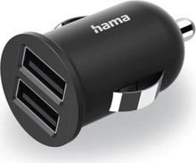 Hama 2-way-USB charger f. cigarette lighter charging adapter f. car 2,4A / 12W black