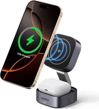 Ugreen 2-в-1 Qi2 magnetic foldable зарядна станція grey